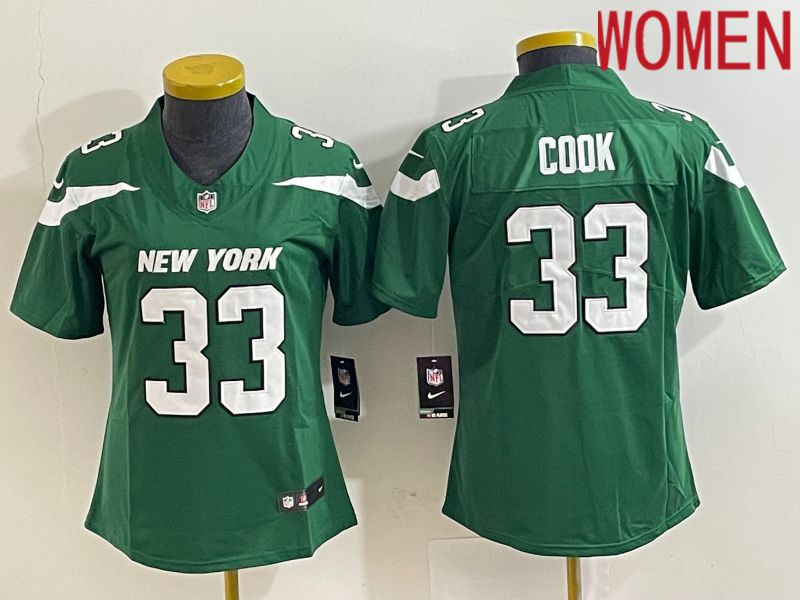 Women New York Jets 33 Cook Green Nike Vapor Limited NFL Jersey